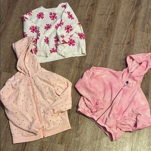 Cat & Jack Pink and White Kids Sweater and Hoodie Trio